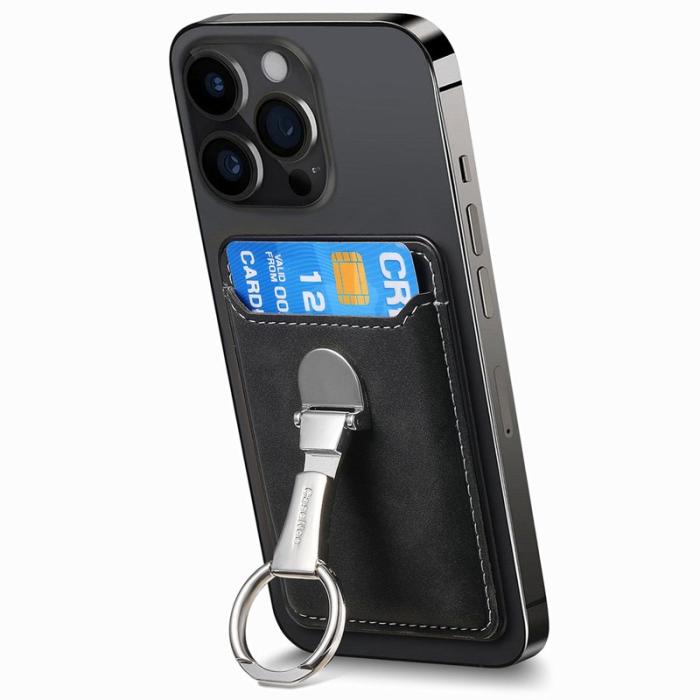 CASENEO - CASENEO MC-W8 Magnetisk Kortväska i Äkta Läder - Svart