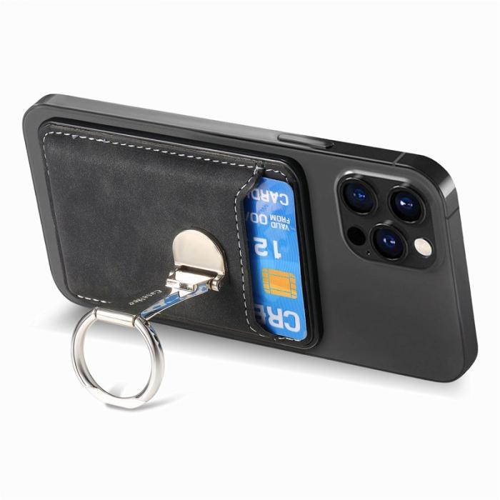 CASENEO - CASENEO MC-W8 Magnetisk Kortväska i Äkta Läder - Svart