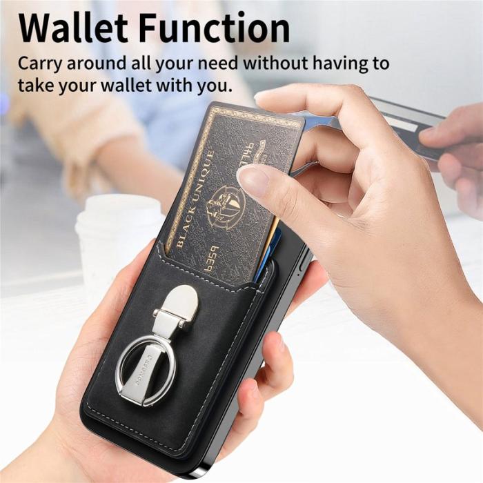 CASENEO - CASENEO MC-W8 Magnetisk Kortväska i Äkta Läder - Svart