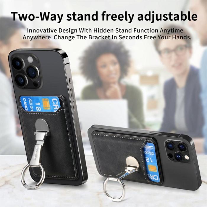 CASENEO - CASENEO MC-W8 Magnetisk Kortväska i Äkta Läder - Svart