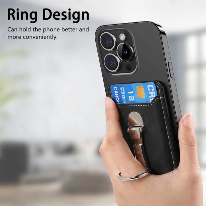 CASENEO - CASENEO MC-W8 Magnetisk Kortväska i Äkta Läder - Svart