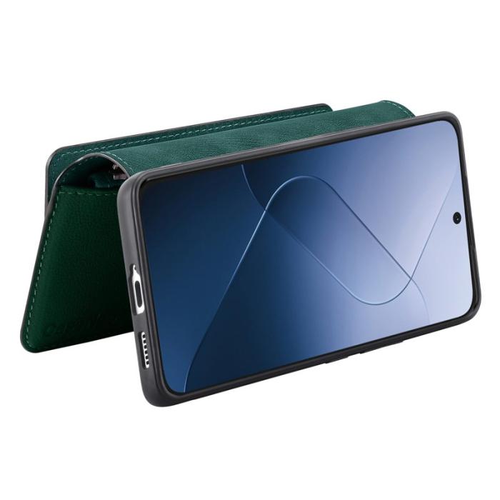 CASENEO - CASENEO MW-02 för Xiaomi 14 Fodral Äkta läder - Grön