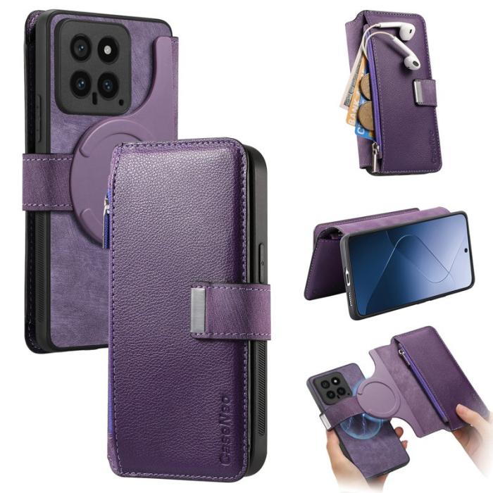 CASENEO - CASENEO MW-02 för Xiaomi 14 Fodral Äkta läder - Lila