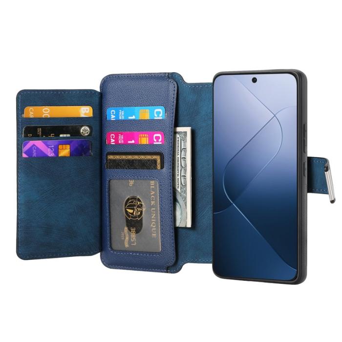 CASENEO - CASENEO MW-02 för Xiaomi 14 Fodral Äkta läder - Mörkblå