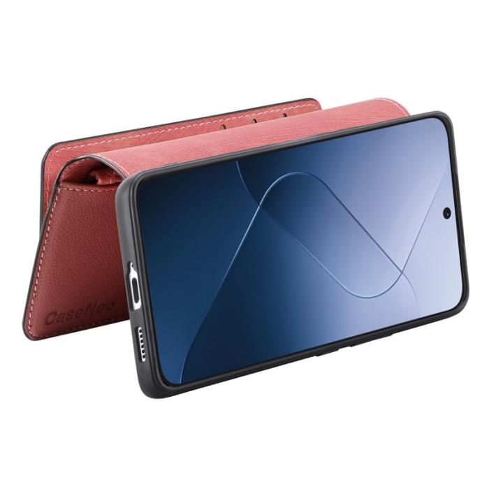 CASENEO - CASENEO MW-02 för Xiaomi 14 Fodral Äkta läder - Rosa
