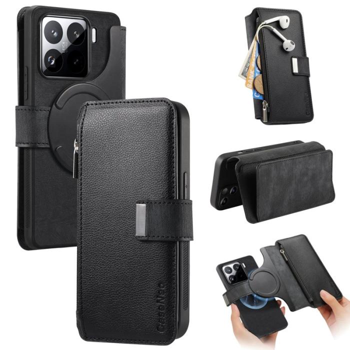 CASENEO - CASENEO MW-02 för Xiaomi 15 Fodral Magnetiskt Läder - Svart