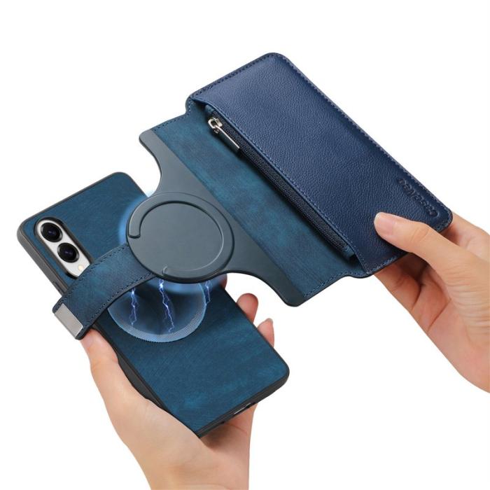 CASENEO - CASENEO MW-02 Fodral för Samsung Galaxy S25 Edge - Äkta läder - Mörkblå