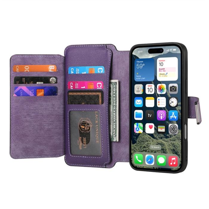 CASENEO - CASENEO MW-02 iPhone 16 Pro Fodral Äkta läder - Lila