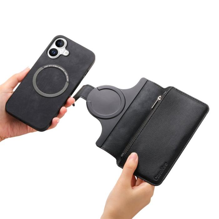 CASENEO - CASENEO MW-02 iPhone 17 Plånboksfodral Detachable Magnetisk Konstläder - Svart