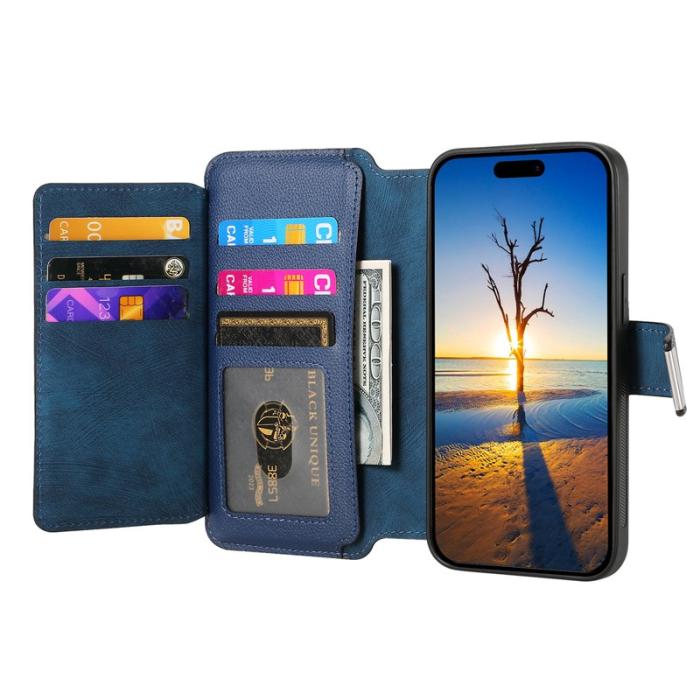 CASENEO - CASENEO MW-02 iPhone 17 Pro Plånboksfodral Konstläder - Blå