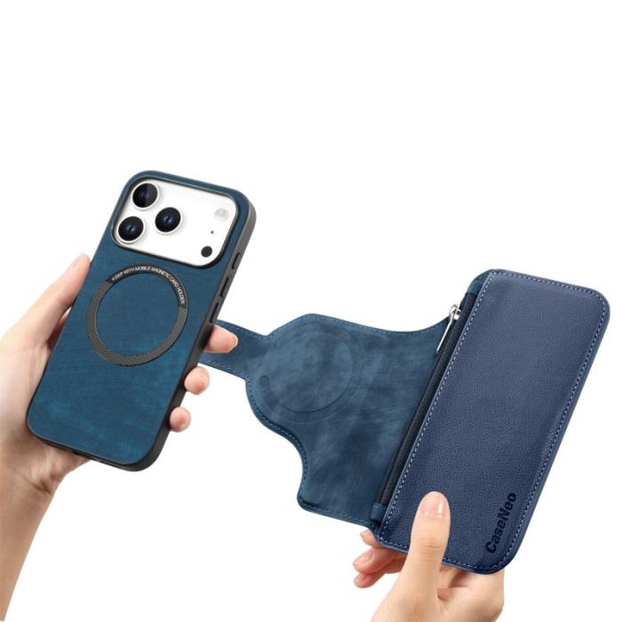 CASENEO - CASENEO MW-02 iPhone 17 Pro Max Plånboksfodral Konstläder - Blå