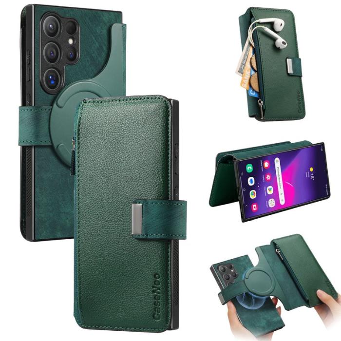 CASENEO - CASENEO MW-02 Samsung Galaxy S24 Ultra Fodral PU Läder - Grön