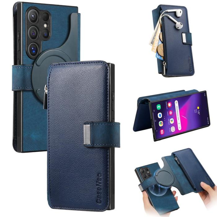 CASENEO - CASENEO MW-02 Samsung Galaxy S24 Ultra Fodral PU Läder - Mörkblå