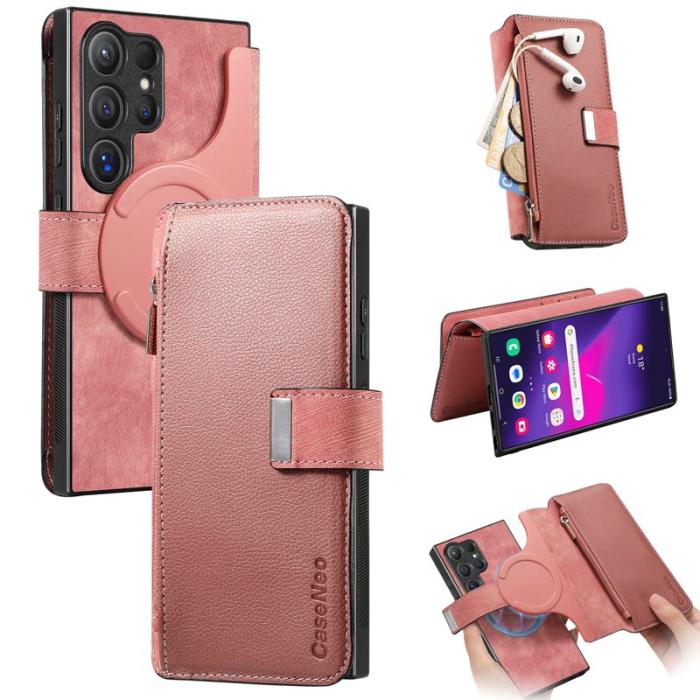 CASENEO - CASENEO MW-02 Samsung Galaxy S24 Ultra Fodral - PU Läder - Rosa