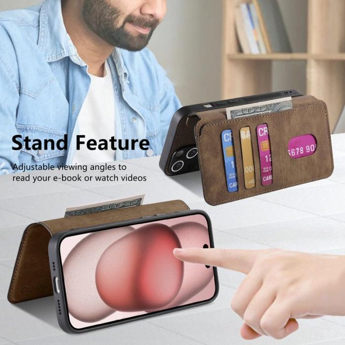 CASENEO - CASENEO MW-03 iPhone 13 Fodral med Avtagbar Plånbok Läder - Brun