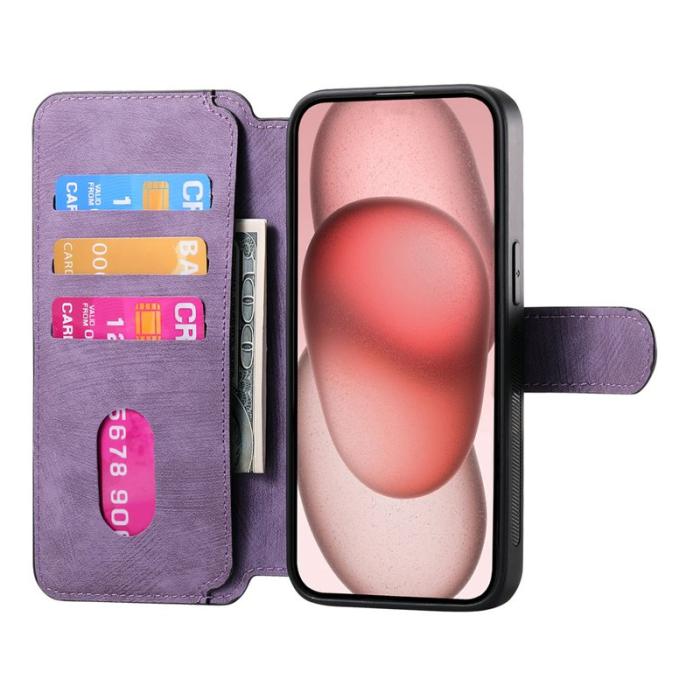 CASENEO - CASENEO MW-03 iPhone 13 Fodral med Avtagbar Plånbok Läder - Lila