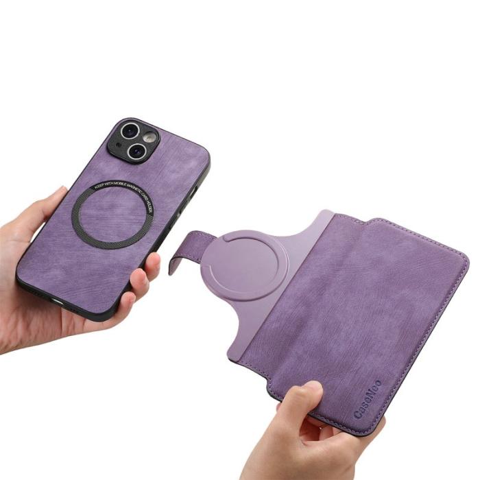 CASENEO - CASENEO MW-03 iPhone 13 Fodral med Avtagbar Plånbok Läder - Lila