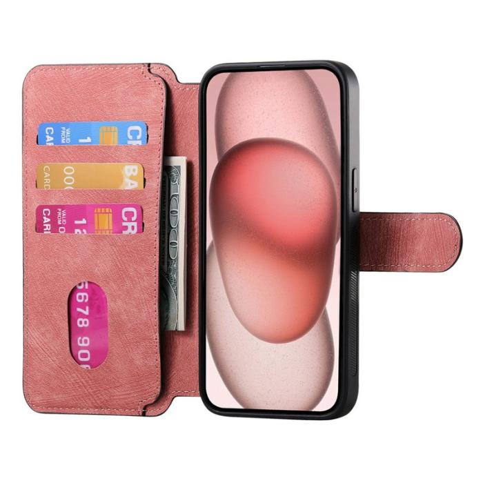 CASENEO - CASENEO MW-03 iPhone 13 Fodral med Avtagbart Plånbok Äkta Läder - Rosa