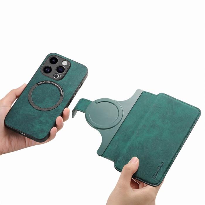 CASENEO - CASENEO MW-03 iPhone 13 Pro Plånboksfodral Konstläder + TPU - Grön