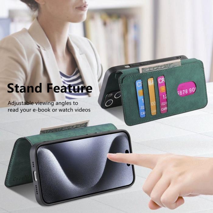 CASENEO - CASENEO MW-03 iPhone 13 Pro Plånboksfodral Konstläder + TPU - Grön