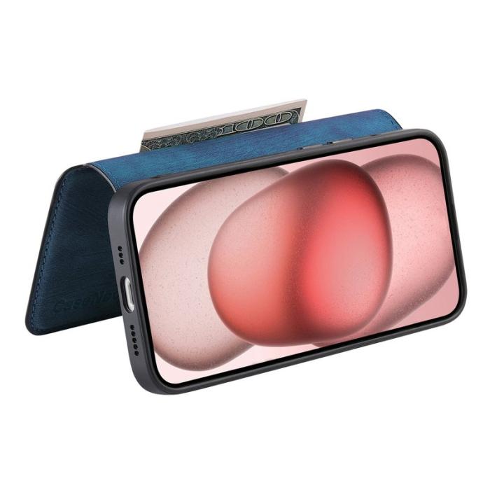 CASENEO - CASENEO MW-03 iPhone 14 Fodral - Äkta läder + TPU - Mörkblå