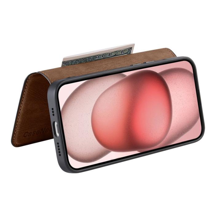 CASENEO - CASENEO MW-03 iPhone 14 Fodral med Avtagbar Plånbok Läder - Brun