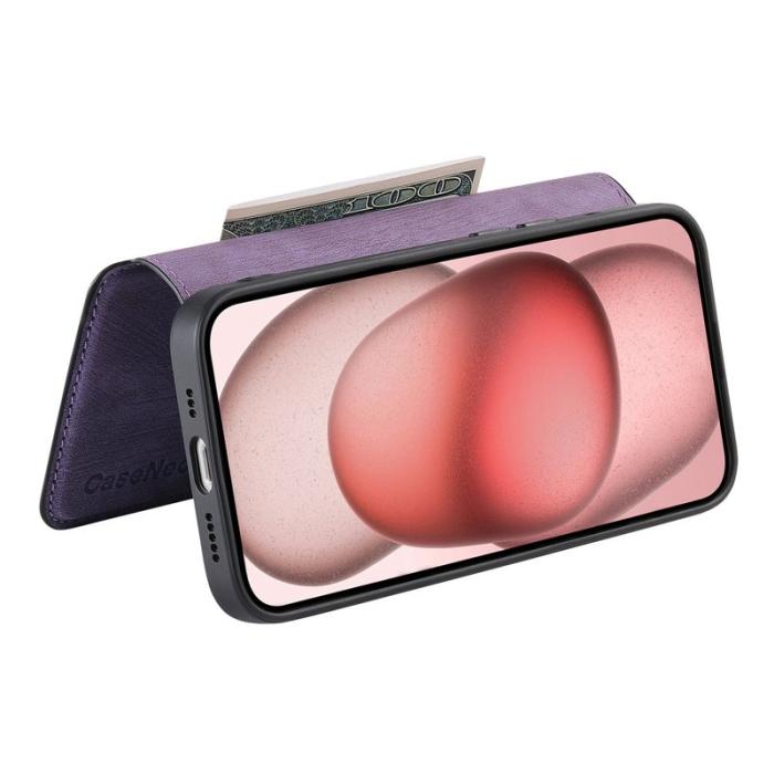 CASENEO - CASENEO MW-03 iPhone 14 Fodral med Avtagbar Plånbok Läder - Lila