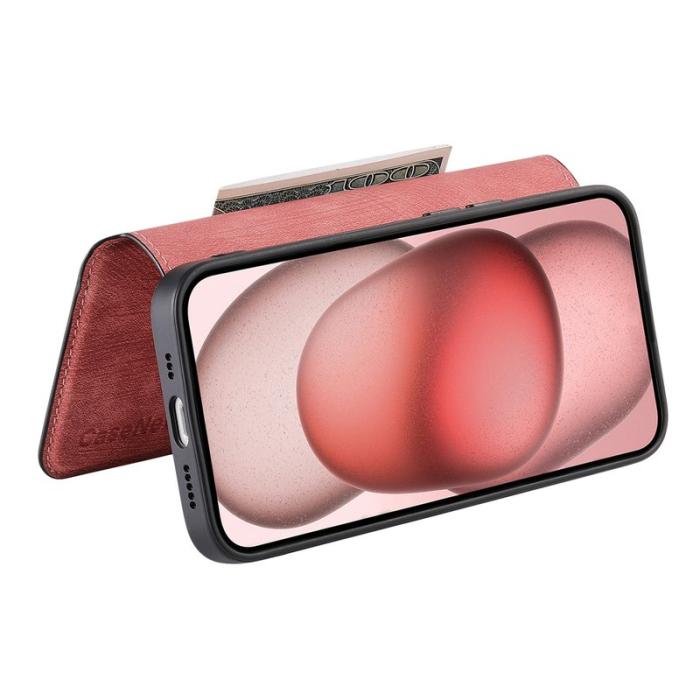 CASENEO - CASENEO MW-03 iPhone 14 Fodral med Avtagbar Plånbok Läder - Rosa