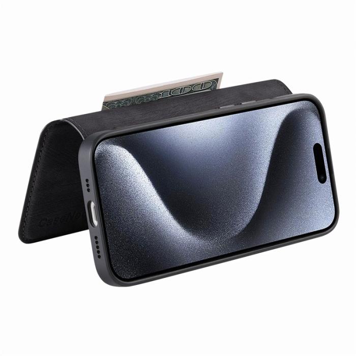 CASENEO - CASENEO MW-03 iPhone 15 Pro Max Fodral - Äkta läder - Svart