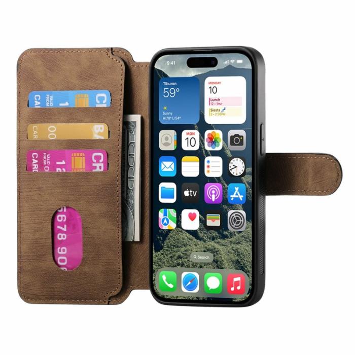 CASENEO - CASENEO MW-03 iPhone 17 Fodral med Avtagbar Plånbok Läder - Brun