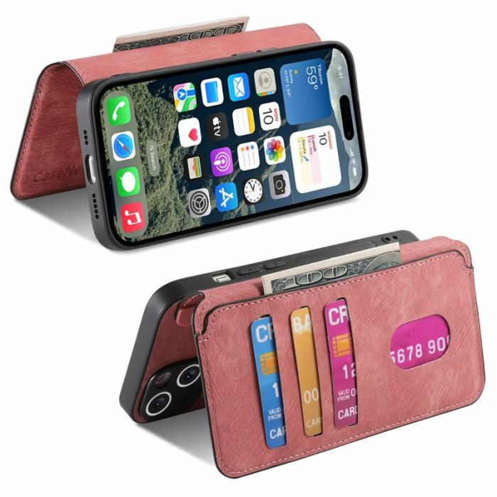 CASENEO - CASENEO MW-03 iPhone 17 Fodral med Avtagbart Plånbok Äkta Läder - Rosa
