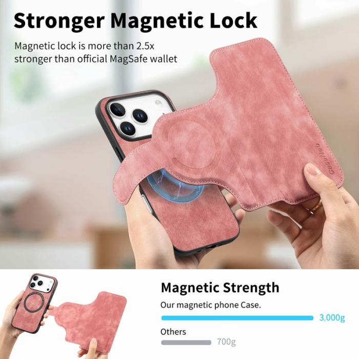 CASENEO - CASENEO MW-03 iPhone 17 Pro Fodral Äkta läder - Pink