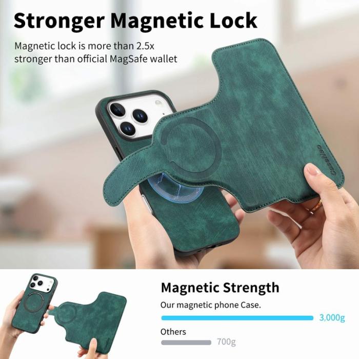 CASENEO - CASENEO MW-03 iPhone 17 Pro Fodral - Äkta läder + TPU - Grön