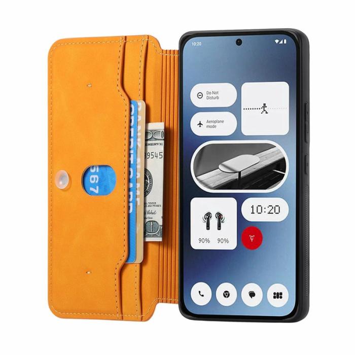 CASENEO - CASENEO Nothing Phone (2a) Fodral Äkta läder - Gul