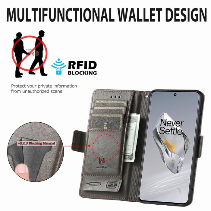 CASENEO - CASENEO OnePlus 12 5G Skal PU Läder - Grå