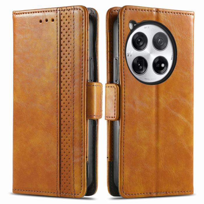 CASENEO - CASENEO OnePlus 12 5G Skal PU Läder - Light Brown - RFID Blocker