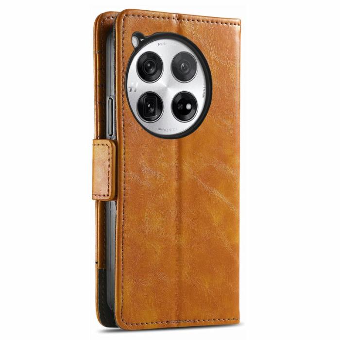 CASENEO - CASENEO OnePlus 12 5G Skal PU Läder - Light Brown - RFID Blocker