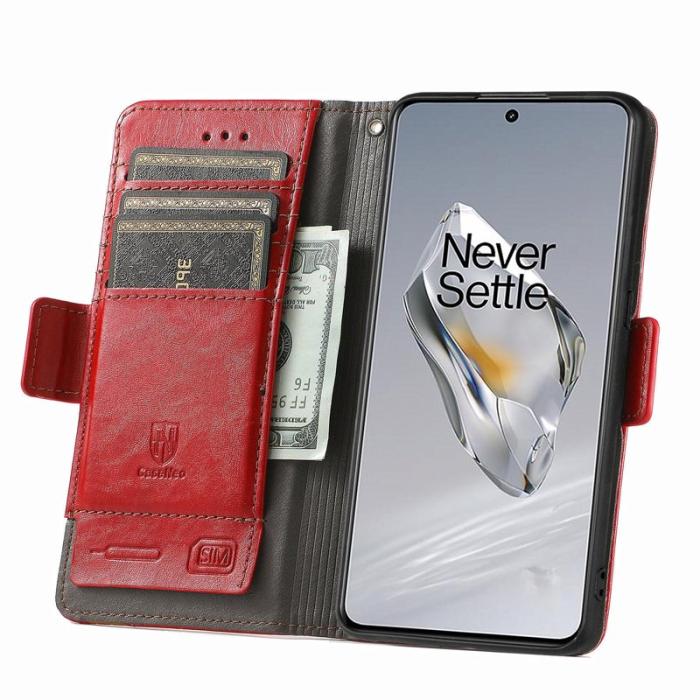 CASENEO - CASENEO OnePlus 12 5G Skal PU Läder - RFID Blocker - Röd