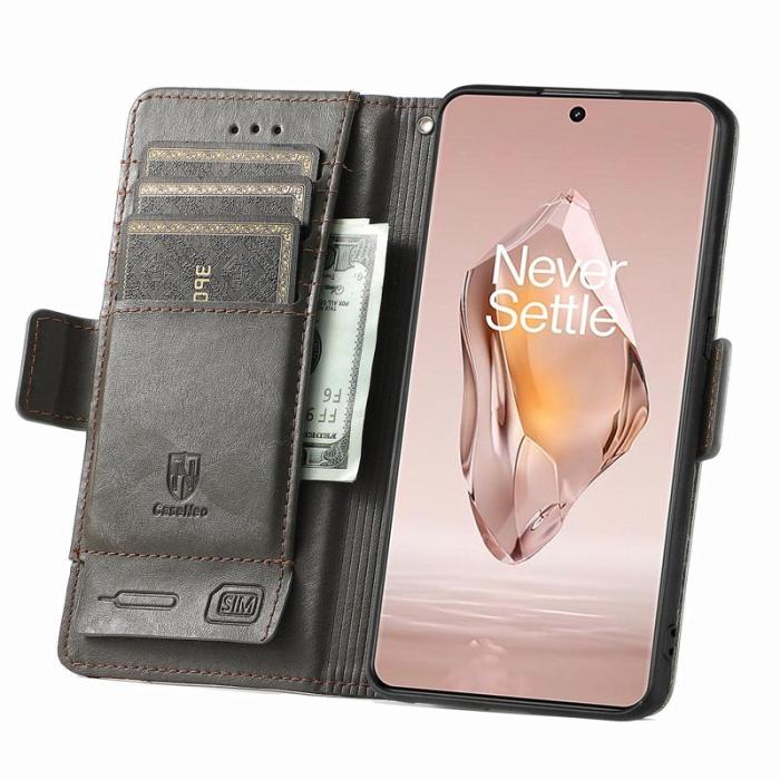 CASENEO - CASENEO OnePlus 12R 5G Fodral Äkta läder - Grå