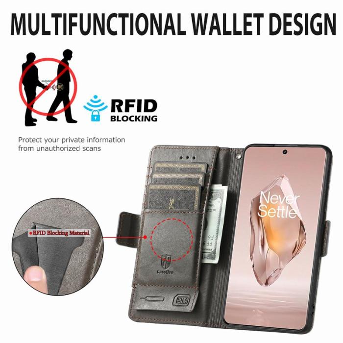 CASENEO - CASENEO OnePlus 12R 5G Fodral Äkta läder - Grå