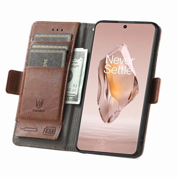 CASENEO - CASENEO OnePlus 12R 5G Fodral PU Läder - Mörkbrun