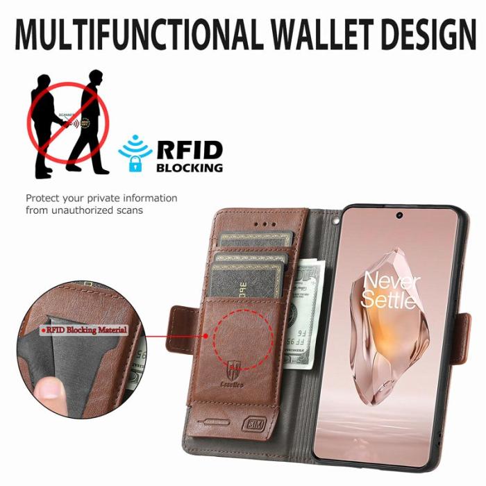 CASENEO - CASENEO OnePlus 12R 5G Fodral PU Läder - Mörkbrun