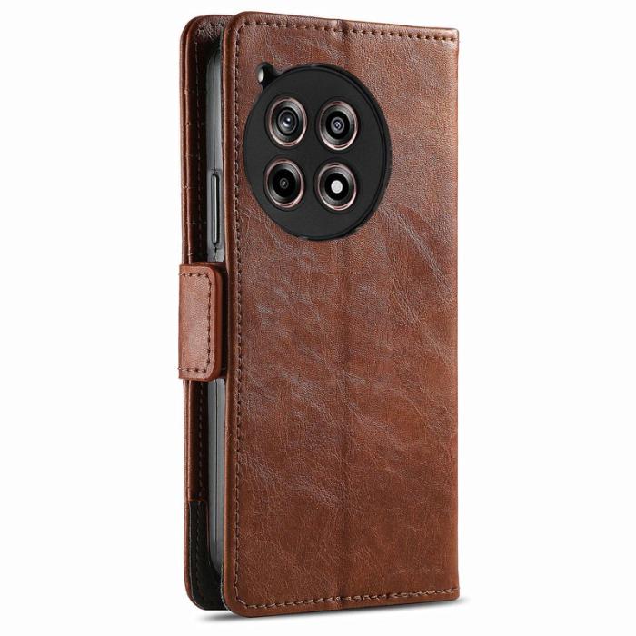 CASENEO - CASENEO OnePlus 12R 5G Fodral PU Läder - Mörkbrun