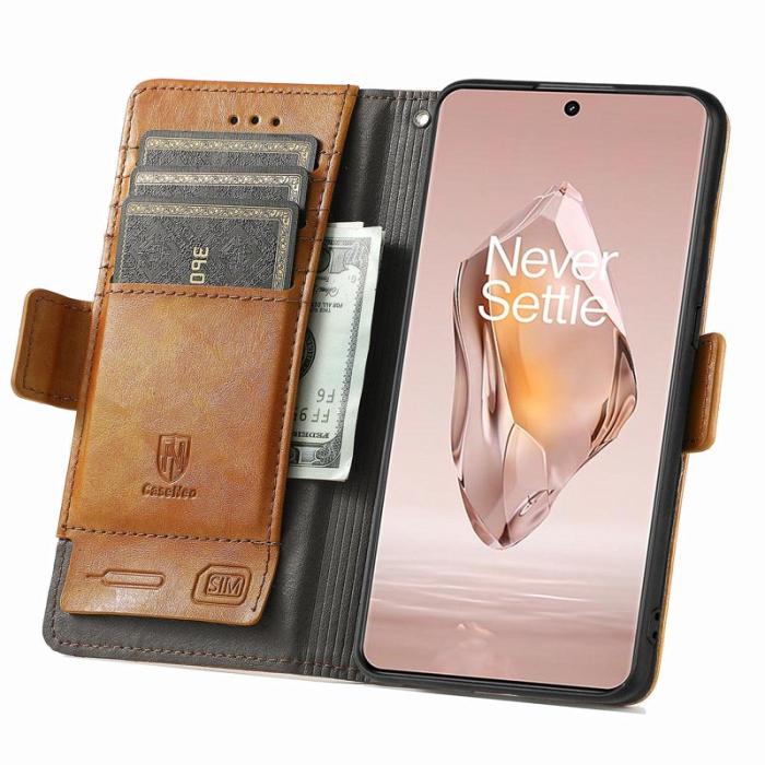 CASENEO - CASENEO OnePlus 12R 5G Skal PU Läder - Ljusbrun