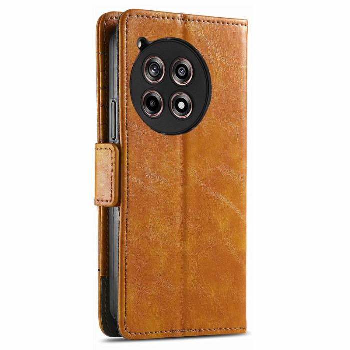 CASENEO - CASENEO OnePlus 12R 5G Skal PU Läder - Ljusbrun