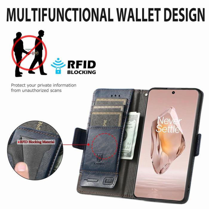 CASENEO - CASENEO OnePlus 12R 5G Skal PU Läder - Mörkblå