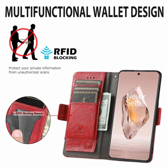 CASENEO - CASENEO OnePlus 12R 5G Skal PU Läder - Röd