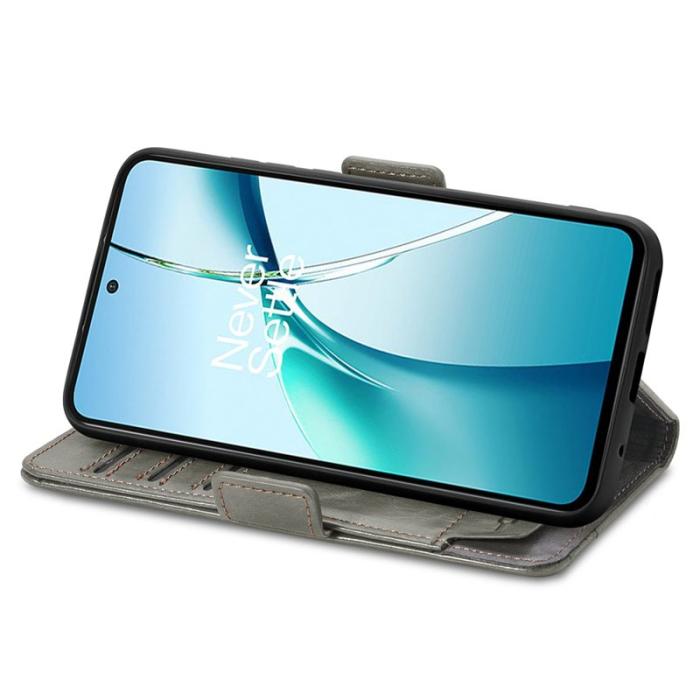 CASENEO - CASENEO OnePlus Nord 4 Skal PU Läder Fodral - Grå