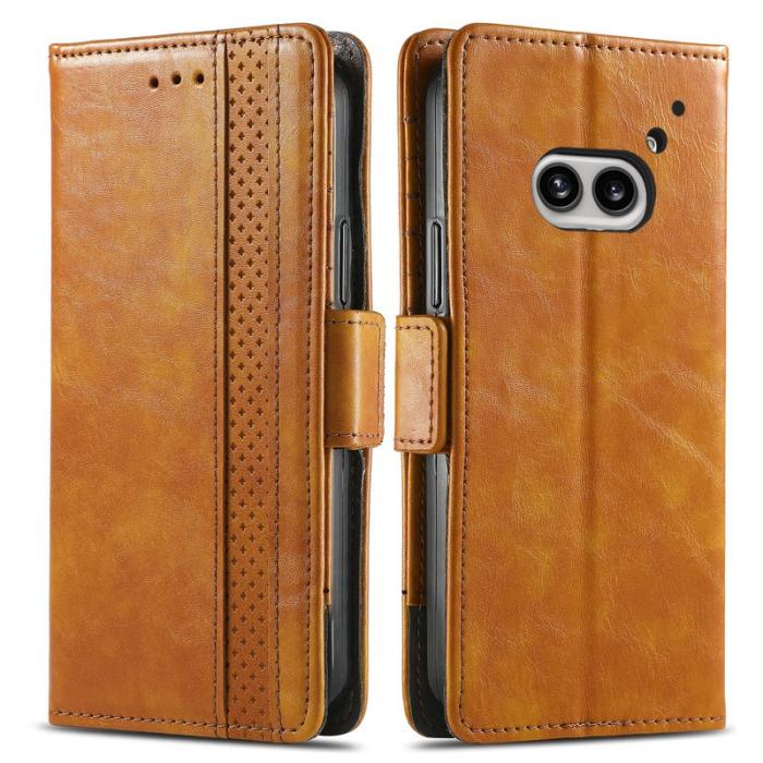 CASENEO - CASENEO Phone (2a) Fodral PU Läder Ställ med RFID - Ljusbrun