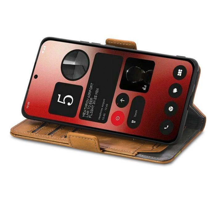 CASENEO - CASENEO Phone (2a) Fodral PU Läder Ställ med RFID - Ljusbrun